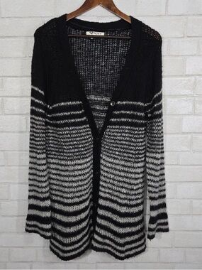 Roxy Black & White Stripe button up Cardigan Sweater